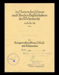 Urkundengruppe des Funkers Rösner im Chiffrier-Abt. Sonderstab 330 mit Autograf des Admiral Wilhelm Canaris
