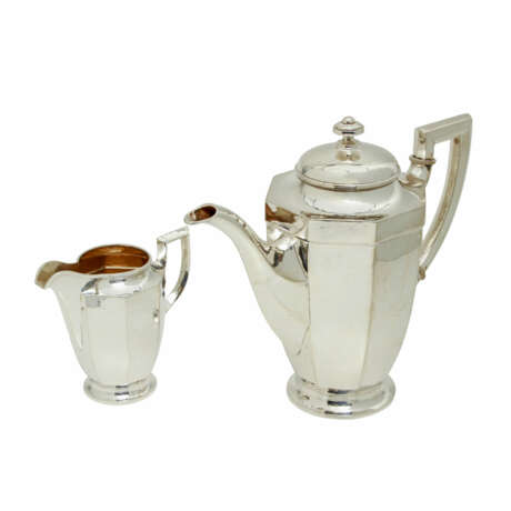 M.T. WETZLAR Kaffeekanne und Sahnekännchen, 800 Silber, 1. Hälfte 20. Jahrhundert - Foto 2
