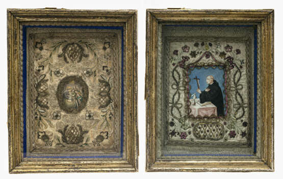 Zwei Klosterarbeiten "Hl. Aloysius" und "Muttergottes mit Kind und Engeln" - Foto 1