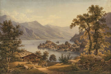 Jakob Suter. Blick auf Iseltwald am Brienzer See