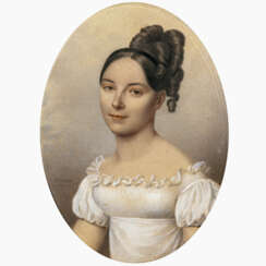 Henri Benner. Bildnis einer jungen Dame in weißem Kleid