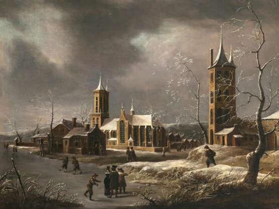 Abraham van Beerstraten (Beerstraaten). Winterliche Dorflandschaft mit Kirche - фото 1