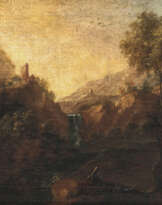 Michele Comini. Gebirgslandschaft mit Wasserfall