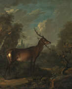 Иоганн Элиас Ридингер. Süddeutsch (Johann Elias Ridinger, 1698 Ulm - 1767 Augsburg, Umkreis?) 18. Jh. Hirsch in Waldlandschaft