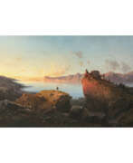 Karl Millner. Carl Millner. "Sonnenuntergang bei Nago am Lago di Garda"