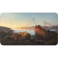 Carl Millner. "Sonnenuntergang bei Nago am Lago di Garda"