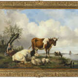 Hendrikus van de Sande Bakhuyzen. Junge Hirtin mit ihrem Kind und Vieh am Wasser - Foto 2