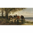 Christian Mali. Hirtin mit Vieh am Seeufer - Auktionsarchiv