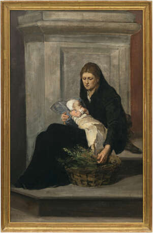 Gabriel von Max, Art des. Junge Mutter mit Kind - Foto 2