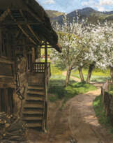 Curt Liebich. Schwarzwaldgehöft mit Blick in den Garten