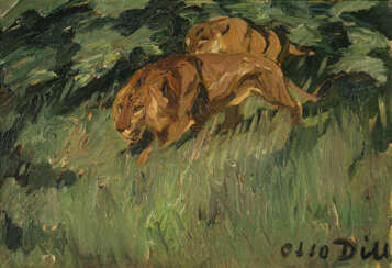 Otto Dill. Zwei Löwen auf der Pirsch