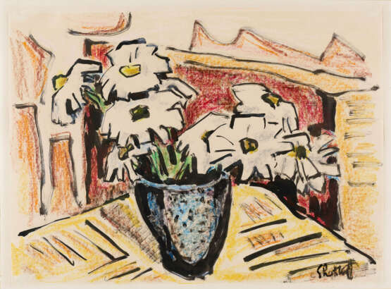 Karl Schmidt-Rottluff. Margeriten in schwarzer Schale - фото 1