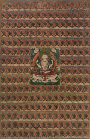 Gerahmtes Thangka des Shadakshari Lokeshvara - Foto 1