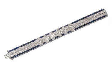 Art Déco Diamant-Saphir-Bracelet