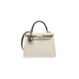 A LIMITED EDITION NATA, CHAI & GRIS MEYER EPSOM LEATHER TRICOLOR SELLIER KELLY 25 WITH PALLADIUM HARDWARE - фото 1