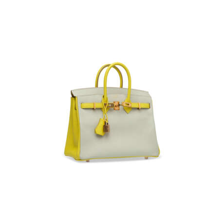 A SET OF TWO: A CUSTOM GRIS PERLE & LIME CH&#200;VRE LEATHER BIRKIN 25 WITH ROSE GOLD HARDWARE & A ROD&#201;O CHARM PM - photo 3