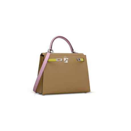 A LIMITED EDITION CHAI, LIME & MAUVE SYLVESTRE EPSOM LEATHER TRICOLOR SELLIER KELLY 25 WITH PALLADIUM HARDWARE - photo 2