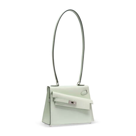 A LIMITED EDITION VERT FIZZ EPSOM LEATHER SELLIER DESORDRE KELLY 20 WITH PALLADIUM HARDWARE - Foto 5
