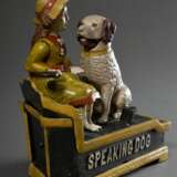 Mechanische Bank "Speaking Dog", Gusseisen, bemalt, USA, wohl 1. Hälfte 20.Jh., 18x19,5x7,8cm, funktionstüchtig, Alters- und Gebrauchsspuren - Foto 3