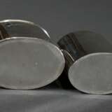 2 Diverse ovale Teacaddys in gerader Façon, 1x mit Kreuzbanddekor, MZ verschlagen, Chester 1912/1915, Silber 925, 178g, H. 7,3 / 7,8cm, min. Druckstellen - photo 2