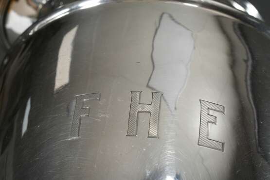 Schlichte bauchige Wasserkanne mit Monogramm "FHE", Silber 925, 629g, H. 23,5cm, leichte Druckstellen - photo 4