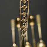 6 Mokkalöffel mit durchbrochenem Stiel "Papyros", Norwegen, Silber 830 vergoldet, 43g, L. 9,8cm - фото 3