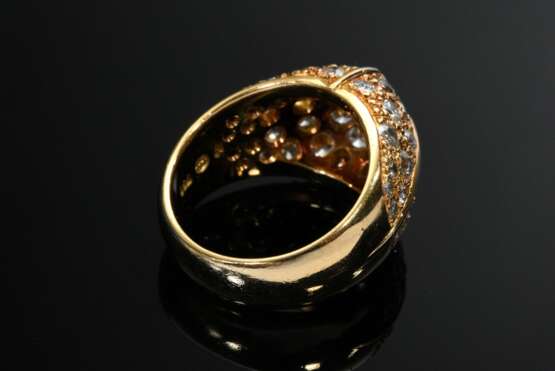 Reich besetzter Gelbgold 750 Ring mit Diamanten im Brillant-, Alt- und Achtkantschliff (zus. ca. 1.72ct/SI-P2/W-CR) sowie Smaragd (ca. 0.10ct), 14,8g, Gr. 55 - Foto 3