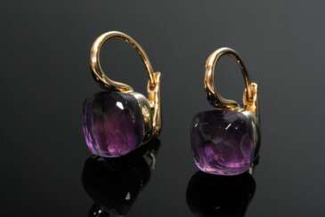 Paar "Pomellato Nudo" Roségold 750 Ohrringe mit Amethysten, 9g, L. 2cm, Originalbox