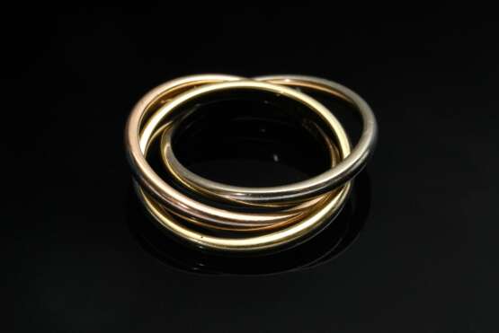 3 Teile Tricolor Gold 585 Schmuck: 1 Ring (4,5g, Gr. 47) und 1 Paar Ohrstecker (4,1g, Ø 1,4cm) - Foto 2