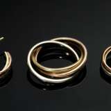 3 Teile Tricolor Gold 585 Schmuck: 1 Ring (4,5g, Gr. 47) und 1 Paar Ohrstecker (4,1g, Ø 1,4cm) - Foto 3