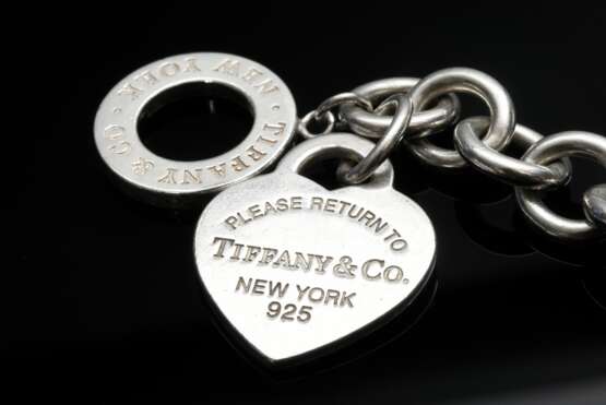 Tiffany Silber 925 Gliederarmband „RETURN TO TIFFANY“ mit Herzanhänger und Karabinerverschluss, 32,6g, L. 18,5cm, Staubbeutel - Foto 2