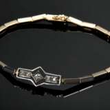 Zartes Gelbgold 585 Armband mit platinierter Oberfläche in Backsteinfaçon mit kleinen Altschliff- und Achtkantdiamanten (zus. ca. 0.10ct/SI-P1/W-CR), 8,9g, L. 16,4cm - photo 1