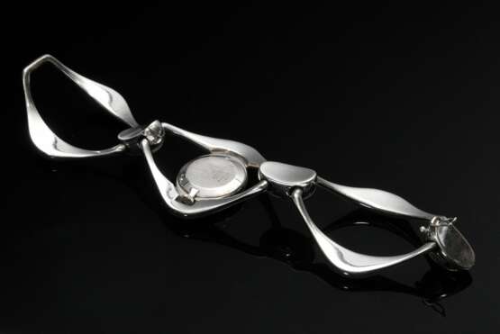 Chopard Silber 925 Damen Armbanduhr in Brutalismus Façon, Handaufzug, um 1970, 86,45g, L. 17,5cm, gangbar, Glas stark zerkratzt (keine Garantie auf Werk und Funktionalität) - photo 3