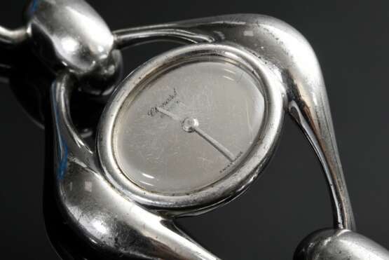 Chopard Silber 925 Damen Armbanduhr in Brutalismus Façon, Handaufzug, um 1970, 86,45g, L. 17,5cm, gangbar, Glas stark zerkratzt (keine Garantie auf Werk und Funktionalität) - photo 4