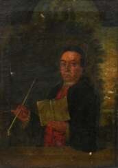 Unbekannter Künstler d. 18.Jh. "Portrait des Hamburger Notars Helbing" 1777, Öl/Leinwand, verso dat./bez., 36,7x26,5cm (m.R. 46,5x35,8cm), diverse Defekte, verschmutzt/gedunkelt