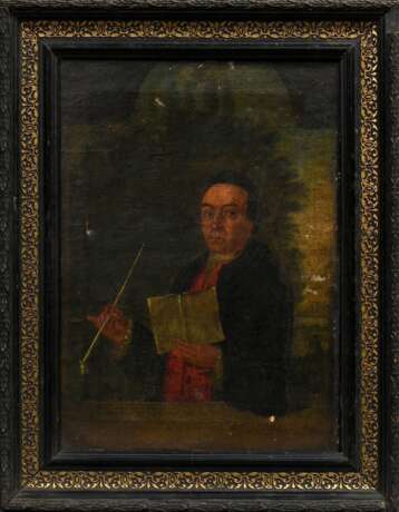 Unbekannter Künstler d. 18.Jh. "Portrait des Hamburger Notars Helbing" 1777, Öl/Leinwand, verso dat./bez., 36,7x26,5cm (m.R. 46,5x35,8cm), diverse Defekte, verschmutzt/gedunkelt - photo 2
