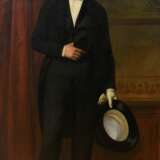 Glaize, Auguste Barthélémy (1807-1893) "Ganzfiguriges Portrait eines jungen Mannes mit Brille" 1842, Öl/Leinwand doubliert, m.r. sign./dat., ca. 212x104 (m.R. ca. 226x118cm), rest. - photo 1
