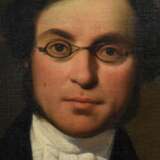 Glaize, Auguste Barthélémy (1807-1893) "Ganzfiguriges Portrait eines jungen Mannes mit Brille" 1842, Öl/Leinwand doubliert, m.r. sign./dat., ca. 212x104 (m.R. ca. 226x118cm), rest. - фото 3