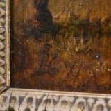 Wouwerman, Philips (1619-1668) „Wolfsjagd“, Öl/Holz, u.l. monogr., verso Restaurationsvermerk von 1836 und Klebeetikett "Galerie Commeter/Hbg.", 24,3x17,8cm (m.R. 36x29,3cm), rest., min. Altersspuren - Foto 3