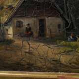 Unbekannter Künstler des 19.Jh. "Fischerhaus am Meer", Öl/Malplatte, Prunkrahmen, 21,7x27cm (m.R. 35x40,5cm), kleine Defekte, Craquelé, rest. - фото 3