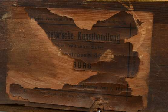 Kirchner, Albert Emil (1813-1885) "Waldweg im Sommer" 1858, Öl/Leinwand, u.l. monogr./dat., verso Klebeetikett "Galerie Commeter/Hbg." und Besitzerangaben, Prunkrahmen, 56,5x70cm (m.R. 76,5x90cm), kleiner Leinwanddefekt (~5mm) - Foto 5
