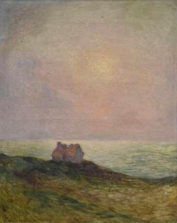 Loyen du Puigaudeau, Ferdinand (1864-1930) "Sonnenuntergang am Meer", Öl/Leinwand, u.l. sign., 73,6x58,4cm (m.R. 90,5x76cm), leicht verschmutzt/fleckig, rest. - фото 1