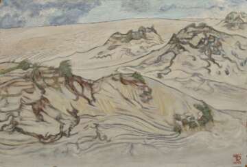 Fredderich, Rudolf (1886-1976) “Dünenlandschaft“ 1950, Öl/Platte, u.r. monogr./dat., 66x96,5cm, min. Randdefekte der Maloberfläche