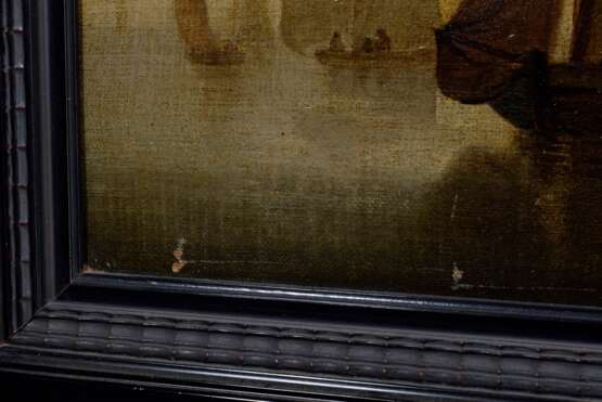 Cuyp, Albert (1620-1691) zugeschrieben „Segler auf dem Ijsselmeer“, Öl/Leinwand, doubliert, verso auf Klebeetikett bez., niederländische Wellenleiste (min. Defekte), 38x63,8cm (m.R. 50x77cm), kleine Defekte der Maloberfläche - фото 3