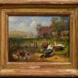 Jutz, Carl d. Ä. (1838-1916) "Enten und Küken am Hofteich", Öl/Holz, u.l. sign., 19,5x26cm (m.R. 32x38cm) - Foto 2