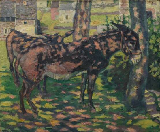 Fredderich, Rudolf (1886-1976) “Zwei Esel im Halbschatten“, Öl/Leinwand, 49x58cm (m.R. 54x63,5cm), kleine Defekte der Maloberfläche, min. rest. - photo 1