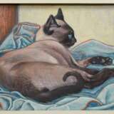 Fredderich, Rudolf (1886-1976) “Siam Katze auf Decke“, Öl/Leinwand auf Platte kaschiert, 39,5x49cm (m.R. 42x51,5cm), leicht berieben - photo 2