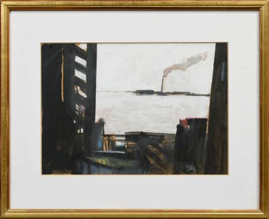 Besser, Manfred (1945-2020) "Hafenimpressionen Nr. 68" 2002, Mischtechnik/Holz, u.r. sign., 20,5x29,5cm, (m.R. 34x42,5cm) - photo 2