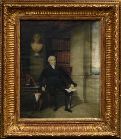 Richmond, Thomas (1802-1874) "Bildnis eines Herren in die Bibliothek" 1824, Aquarell/Gouache, u.l. sign./dat., Prunkrahmen (min. Altersspuren), 38x30,8cm (m.R. 51,5x44cm) - photo 2