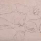 Unbekannter Künstler des 20.Jh. "Löwenstudien", Kohle/Tonpapier, im Passepartout montiert, 62,5x48,8cm (gefaltet) (m.PP. 44,5x60cm), kleine Defekte - Foto 1